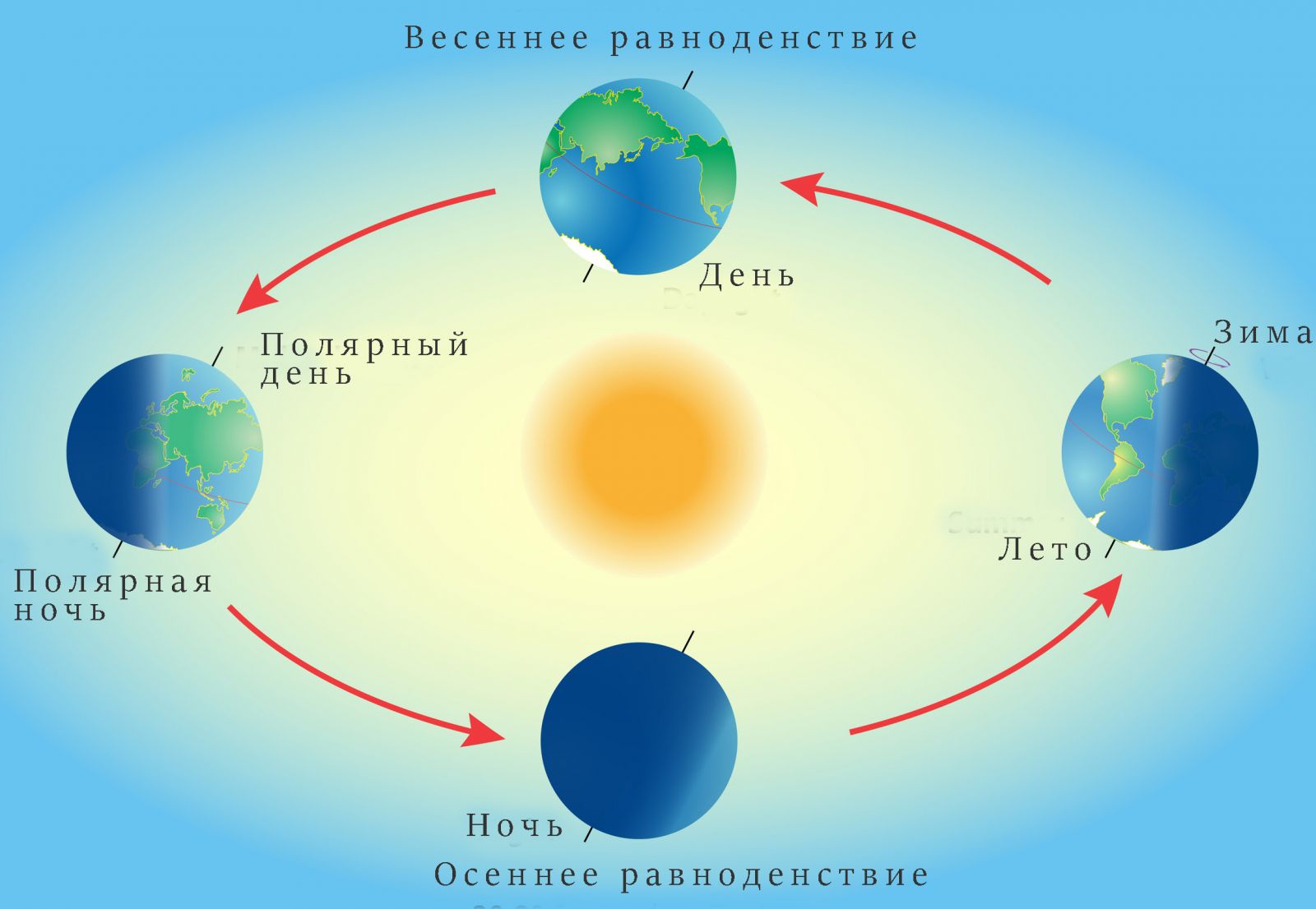 Солнце в разное время года